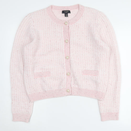Lipsy Women's Pink Cardigan, Size 14, Crew Neck