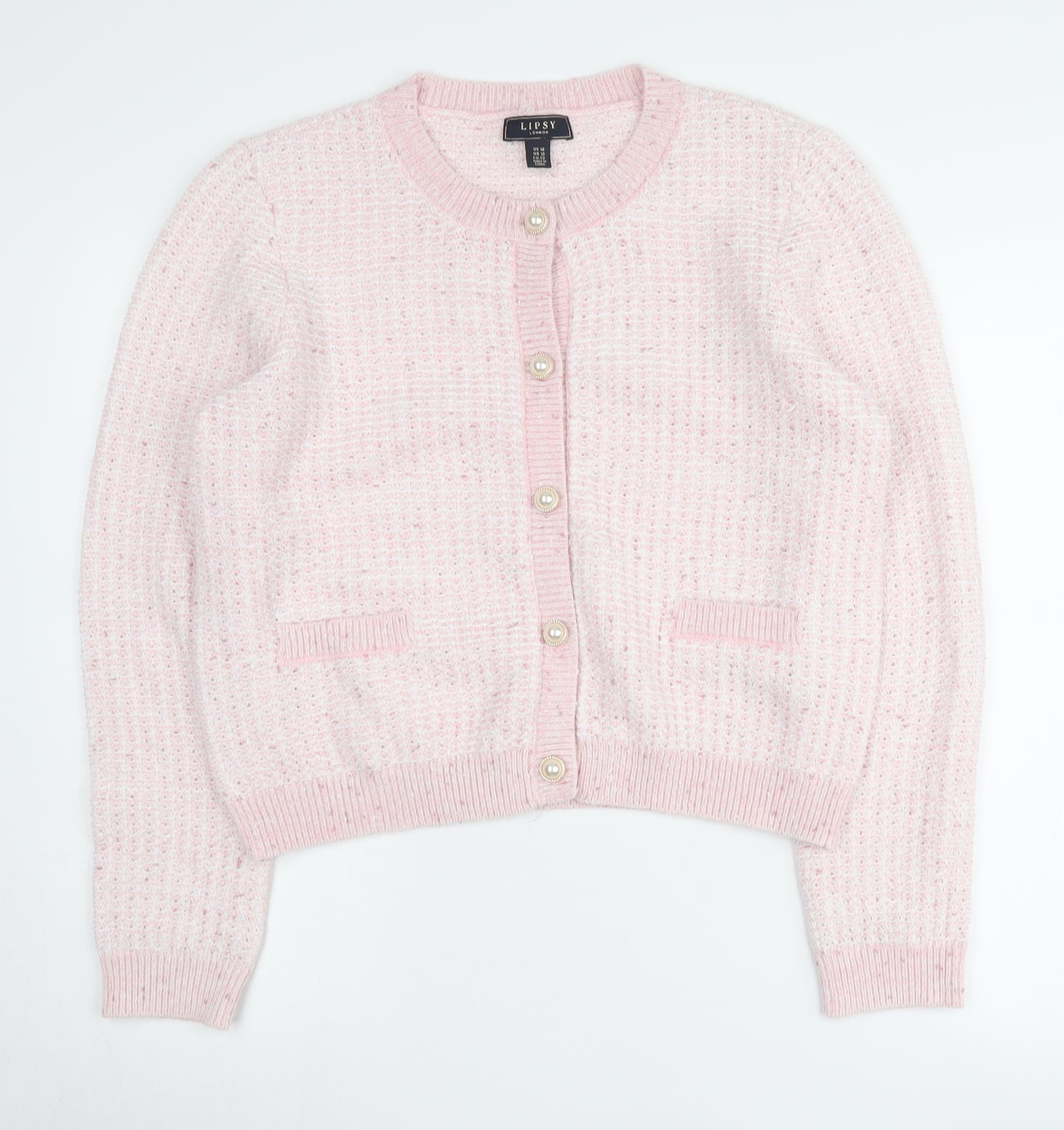 Lipsy Women's Pink Cardigan, Size 14, Crew Neck