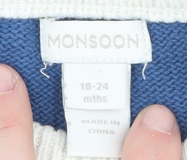 Monsoon Unisex Toddler Multicoloured Striped Jumper 18-24 Mths