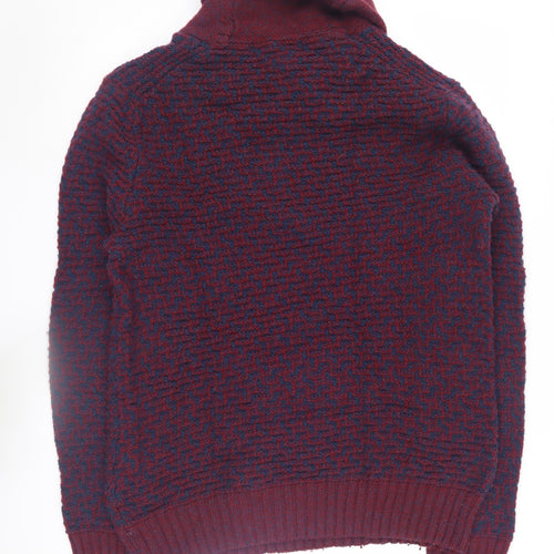H&M Men's Red Pullover Jumper M Geometric Knit