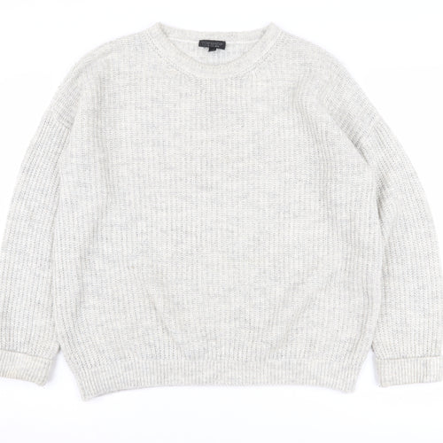 Topshop Women's Grey Chunky-Knit Pullover Jumper UK 10