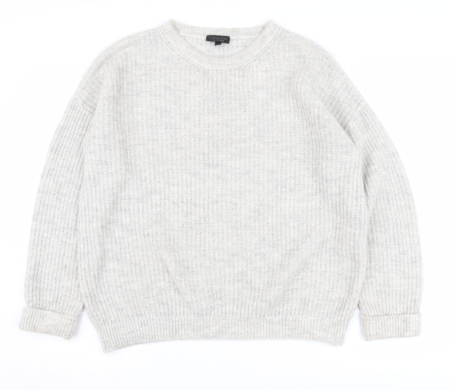 Topshop Women's Grey Chunky-Knit Pullover Jumper UK 10