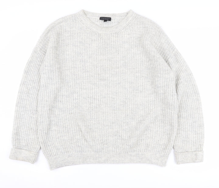 Topshop Women's Grey Chunky-Knit Pullover Jumper UK 10