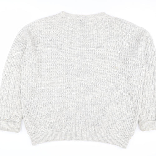 Topshop Women's Grey Chunky-Knit Pullover Jumper UK 10