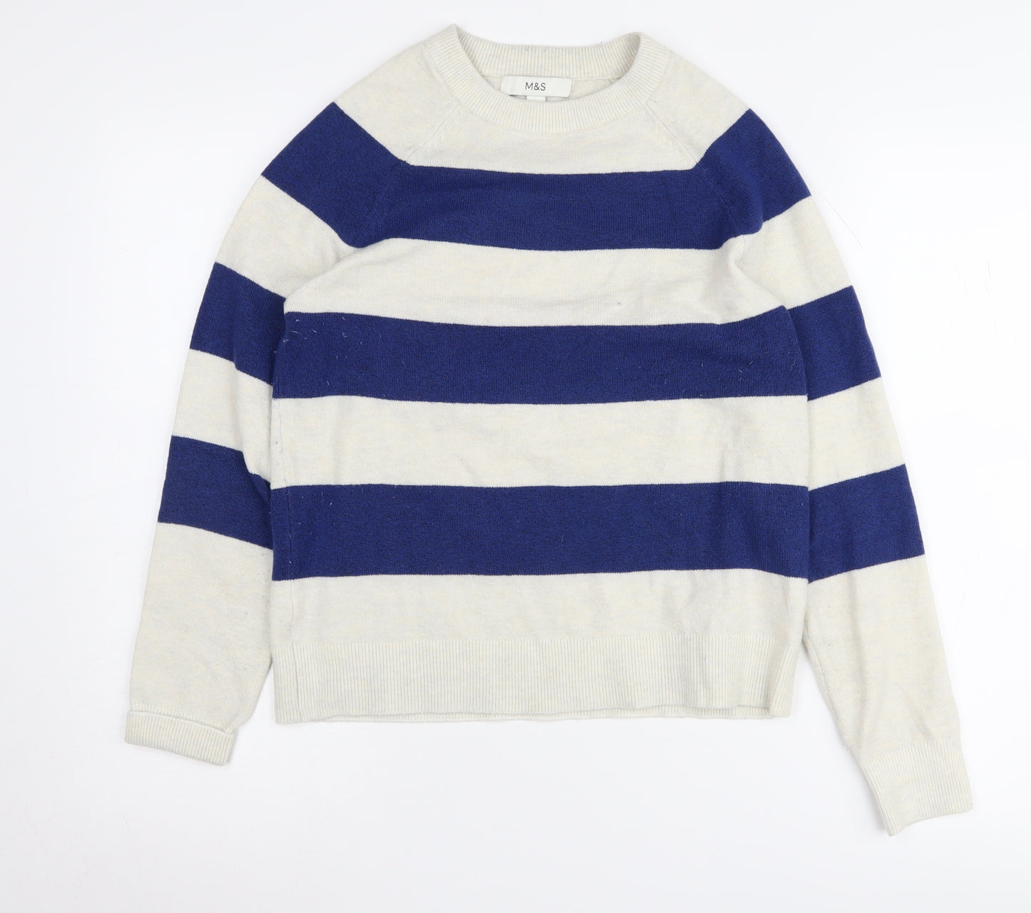 Marks and Spencer Women's Blue Striped Pullover XS
