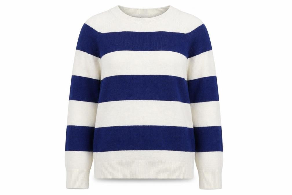 Front view of Marks & Spencer Women's Blue Striped Pullover XS