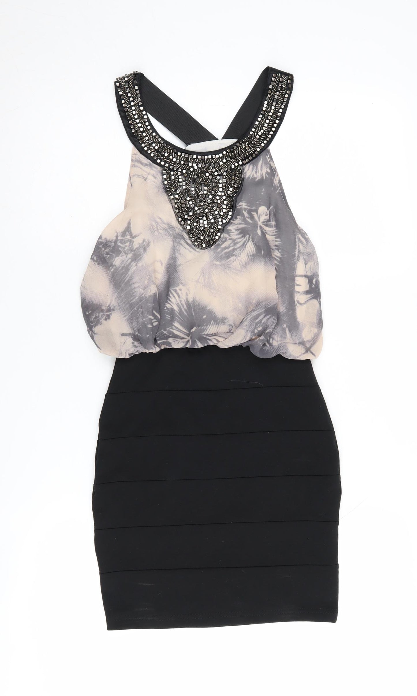 Crafted Women's Black Beaded Cocktail Dress, Size 6