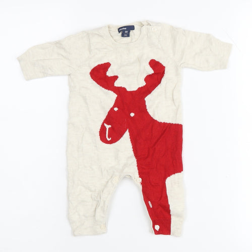 Gap Unisex Baby Beige Animal Babygrow 0-3 Months Knit Cotton