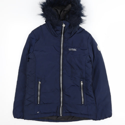 Regatta Girls Blue Puffer Jacket, Size 11, Hooded, Lined