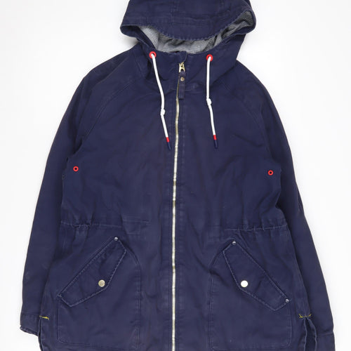 Joules Women's Blue Hooded Parka Jacket Size 14