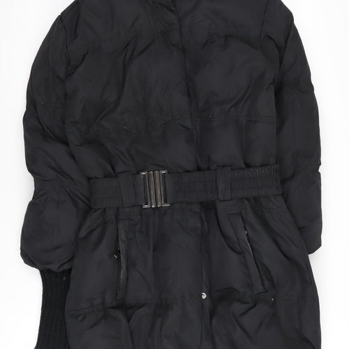 Amisu Women's Black Puffer Jacket Size 6 Belted