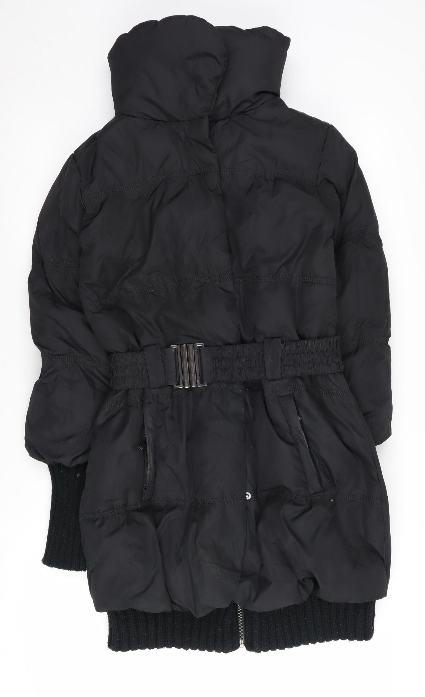 Amisu Women's Black Puffer Jacket Size 6 Belted