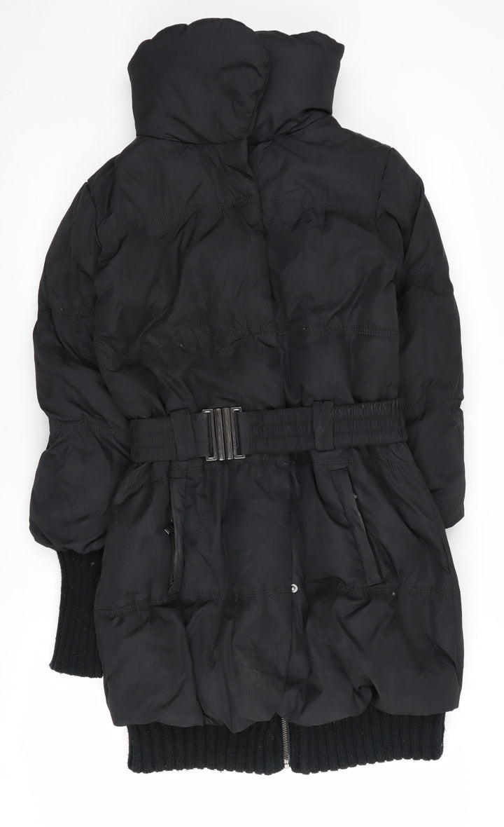 Amisu Women's Black Puffer Jacket Size 6 Belted