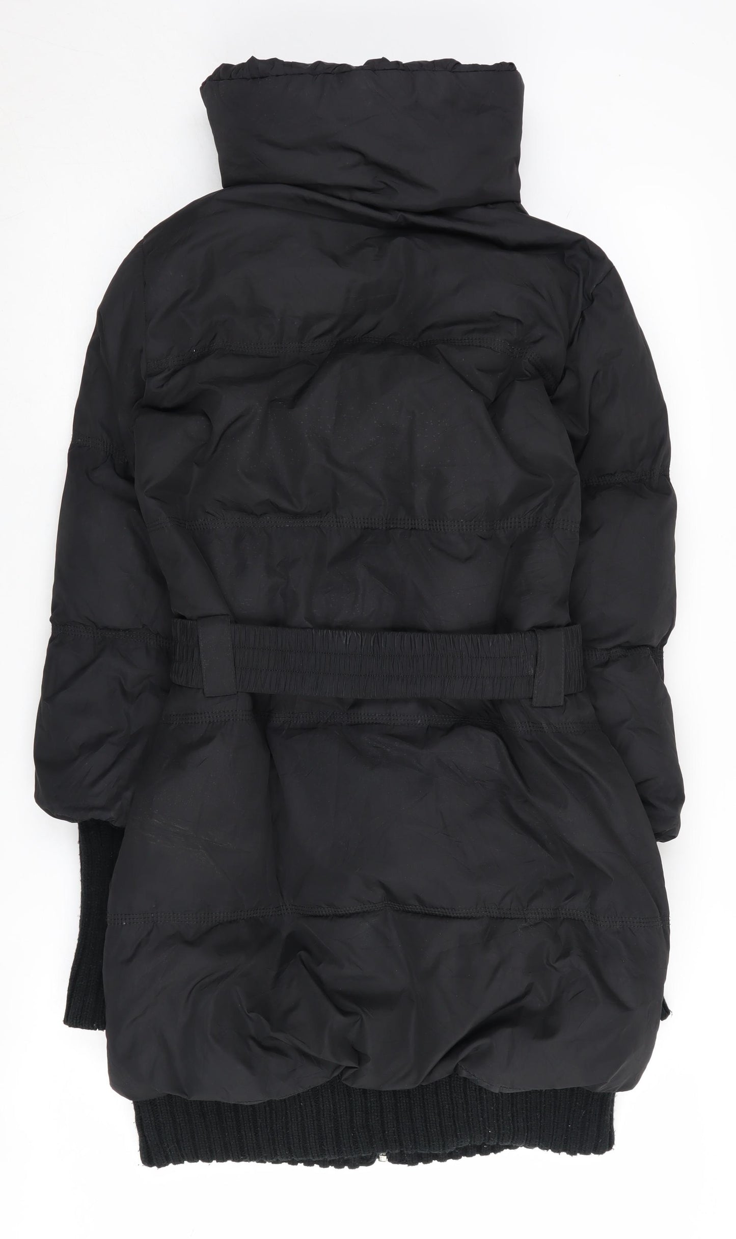 Amisu Women's Black Puffer Jacket Size 6 Belted