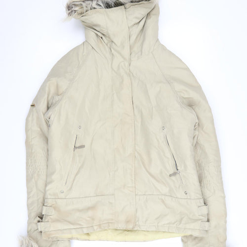 Eisenegger Women's Beige Hooded Parka Jacket Size 14