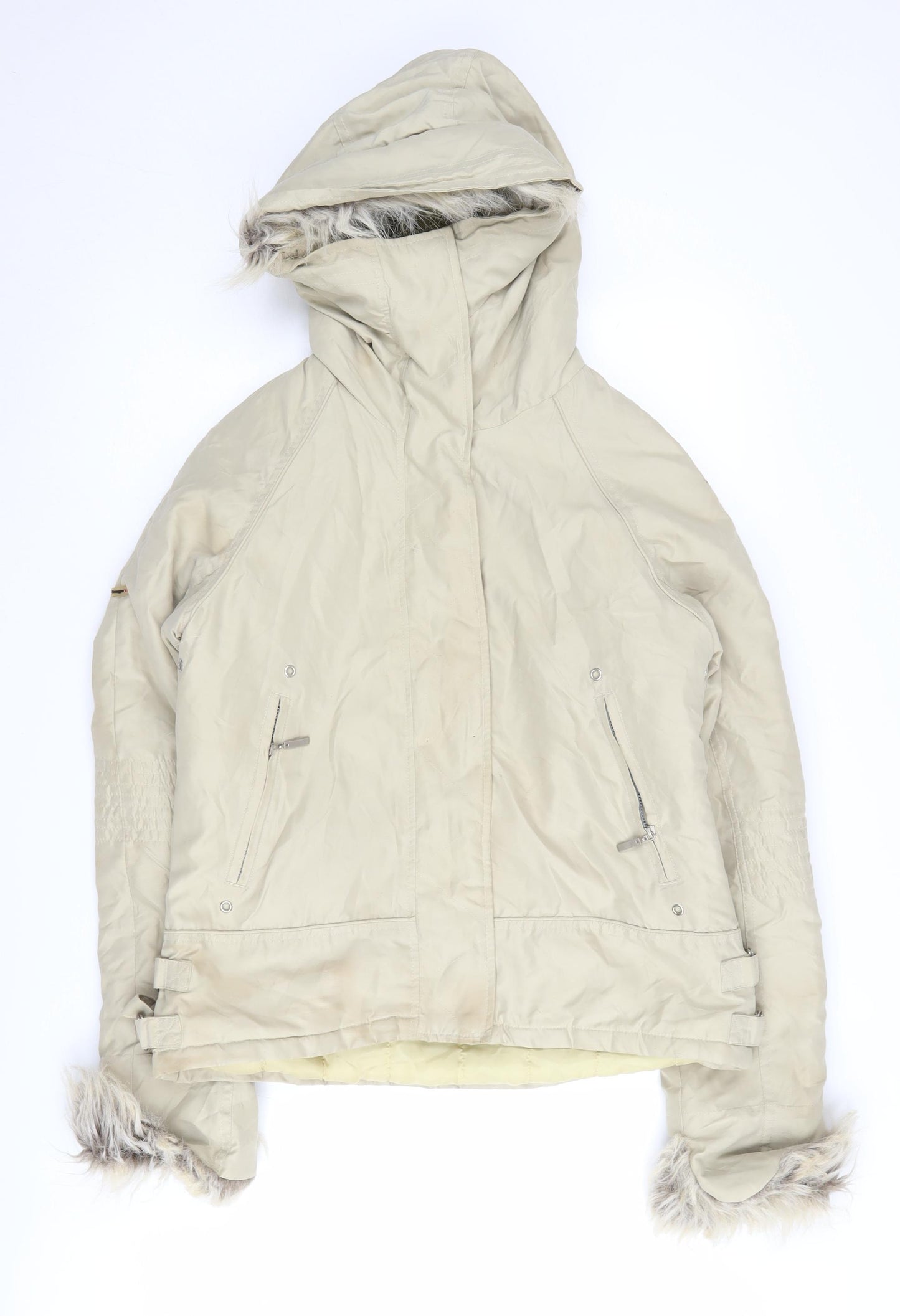 Eisenegger Women's Beige Hooded Parka Jacket Size 14