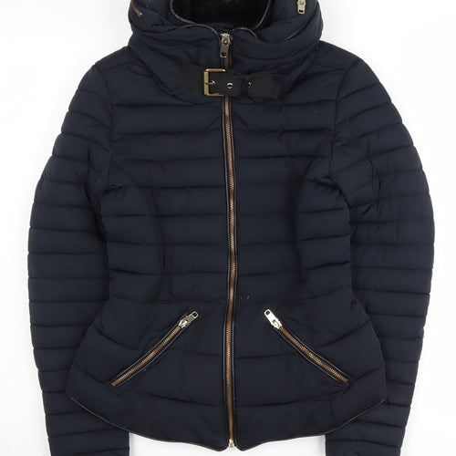 Zara Women's Black Puffer Jacket, Size 6, Winter Essential