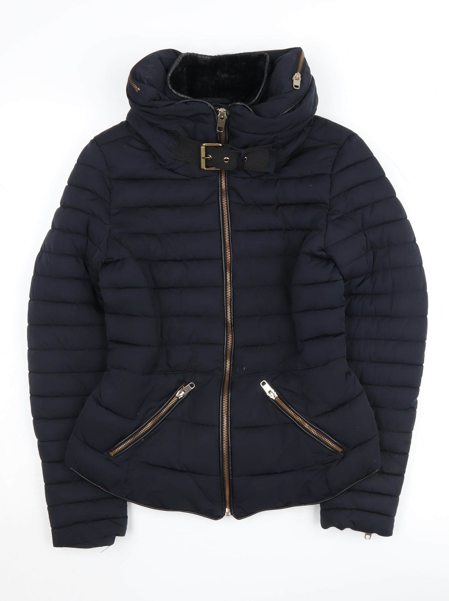 Zara Women's Black Puffer Jacket, Size 6, Winter Essential