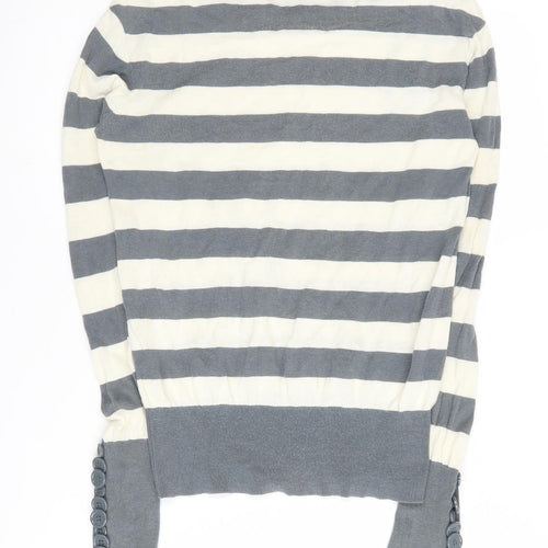 Topshop Women's Grey Striped Jumper, Size 10