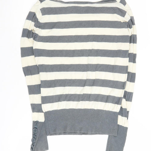 Topshop Women's Grey Striped Jumper, Size 10
