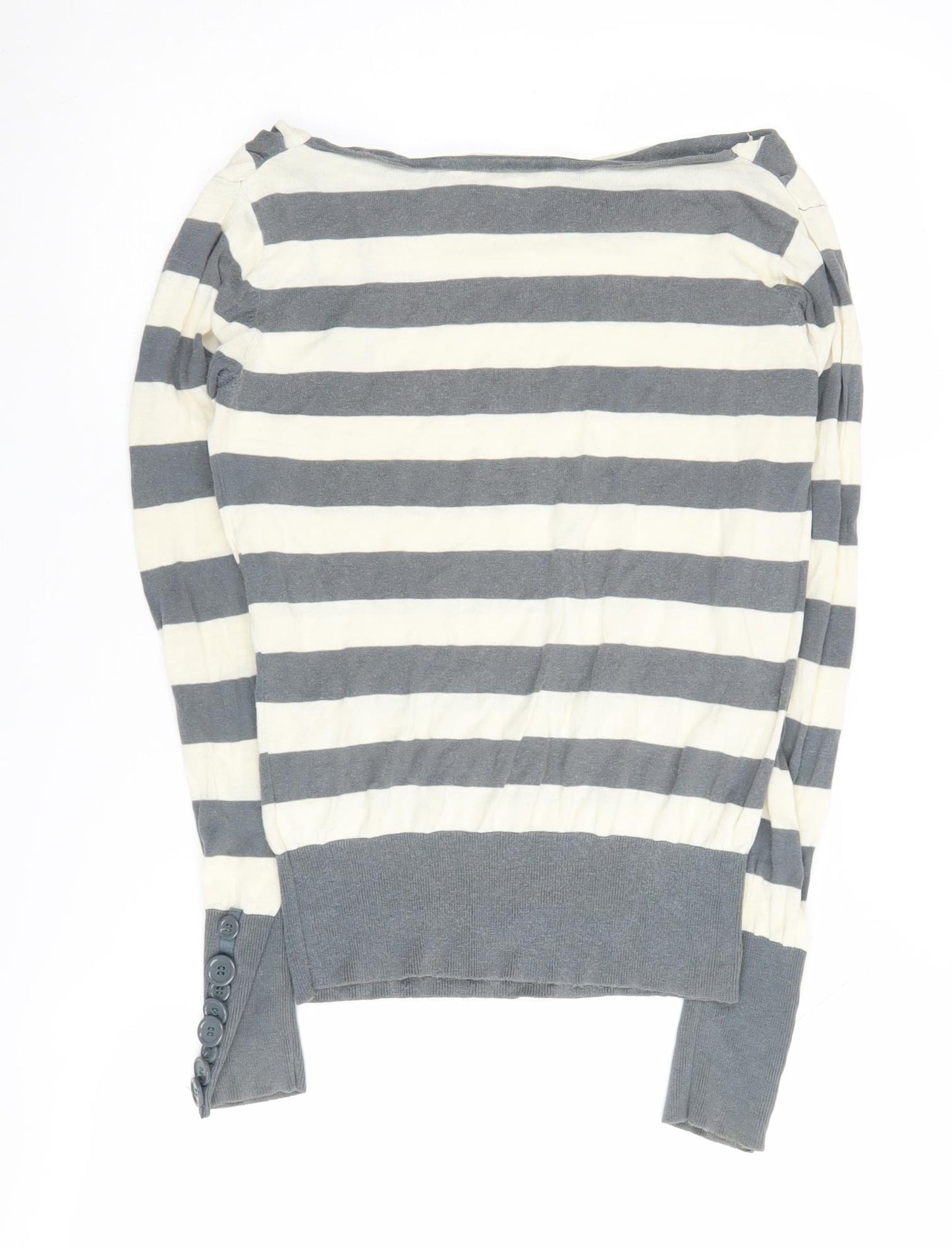 Topshop Women's Grey Striped Jumper, Size 10