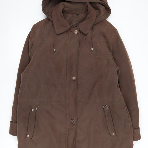 Eliza Gray Women's Brown Parka Jacket Size 14 Hooded