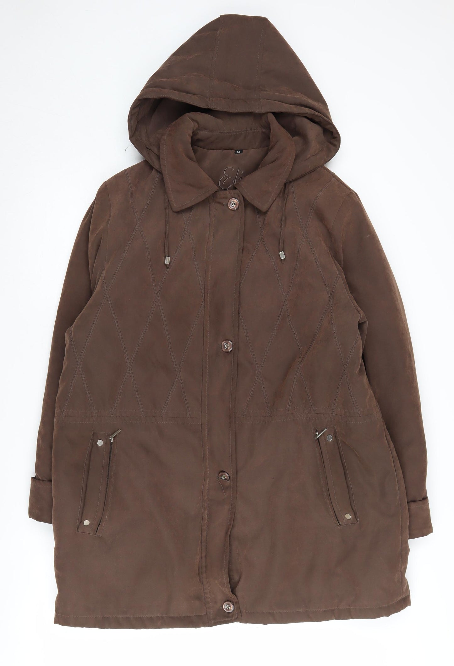 Eliza Gray Women's Brown Parka Jacket Size 14 Hooded