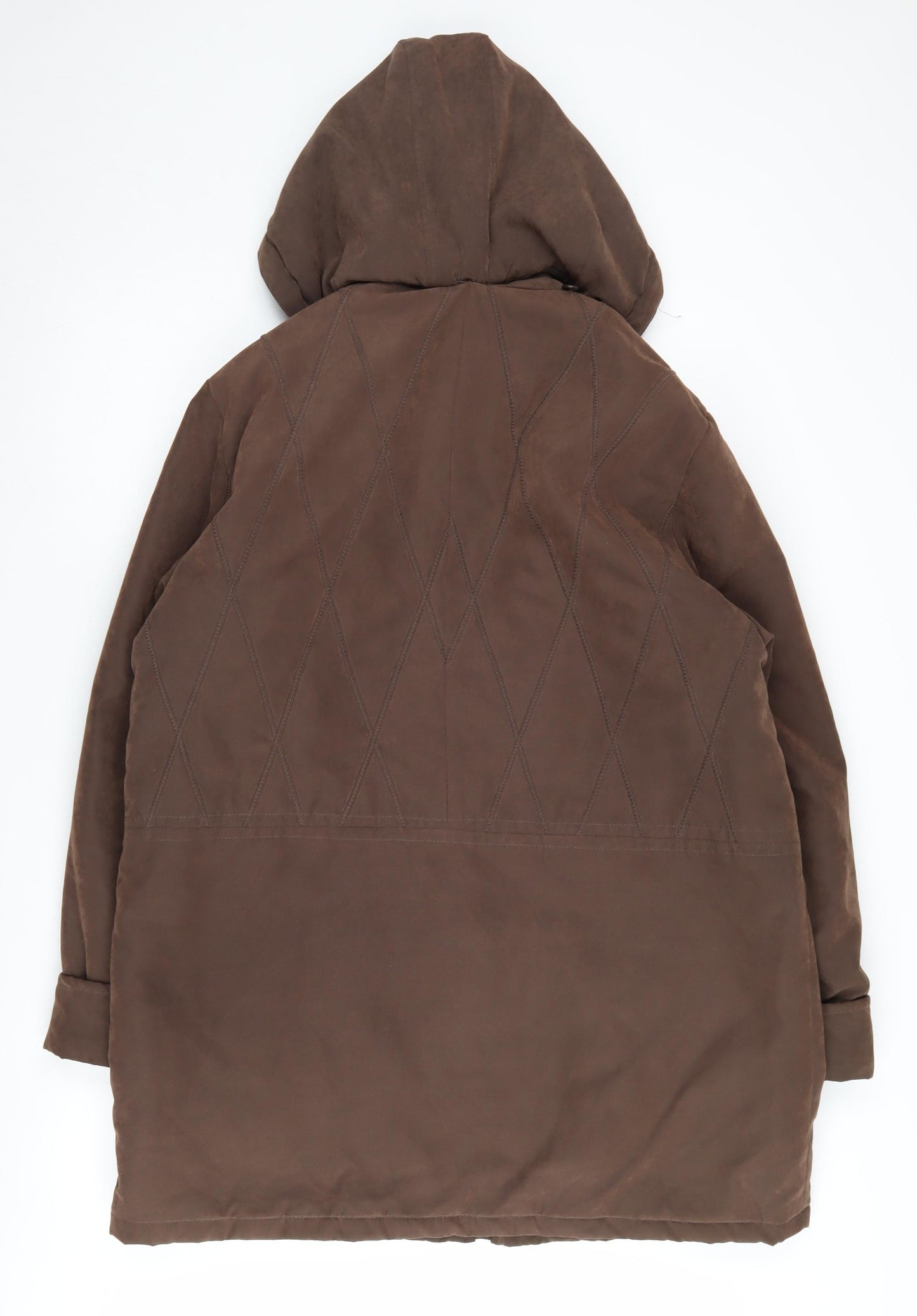 Eliza Gray Women's Brown Parka Jacket Size 14 Hooded