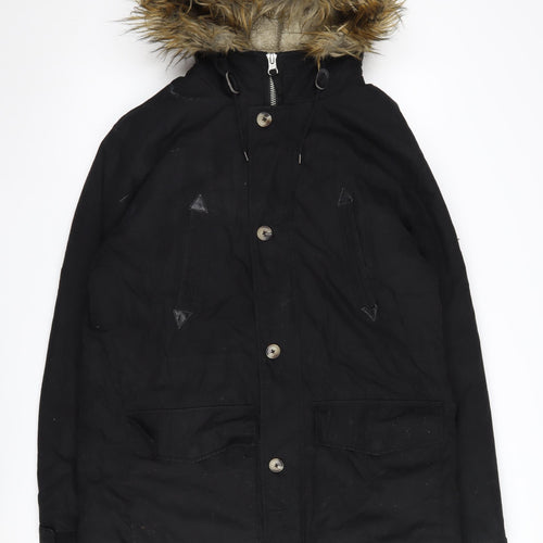 ASOS Men's Black Parka Jacket L Hooded Warm Winter Coat