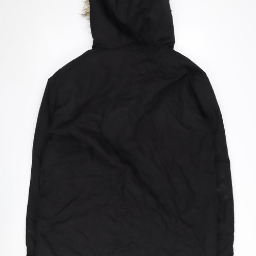 ASOS Men's Black Parka Jacket L Hooded Warm Winter Coat