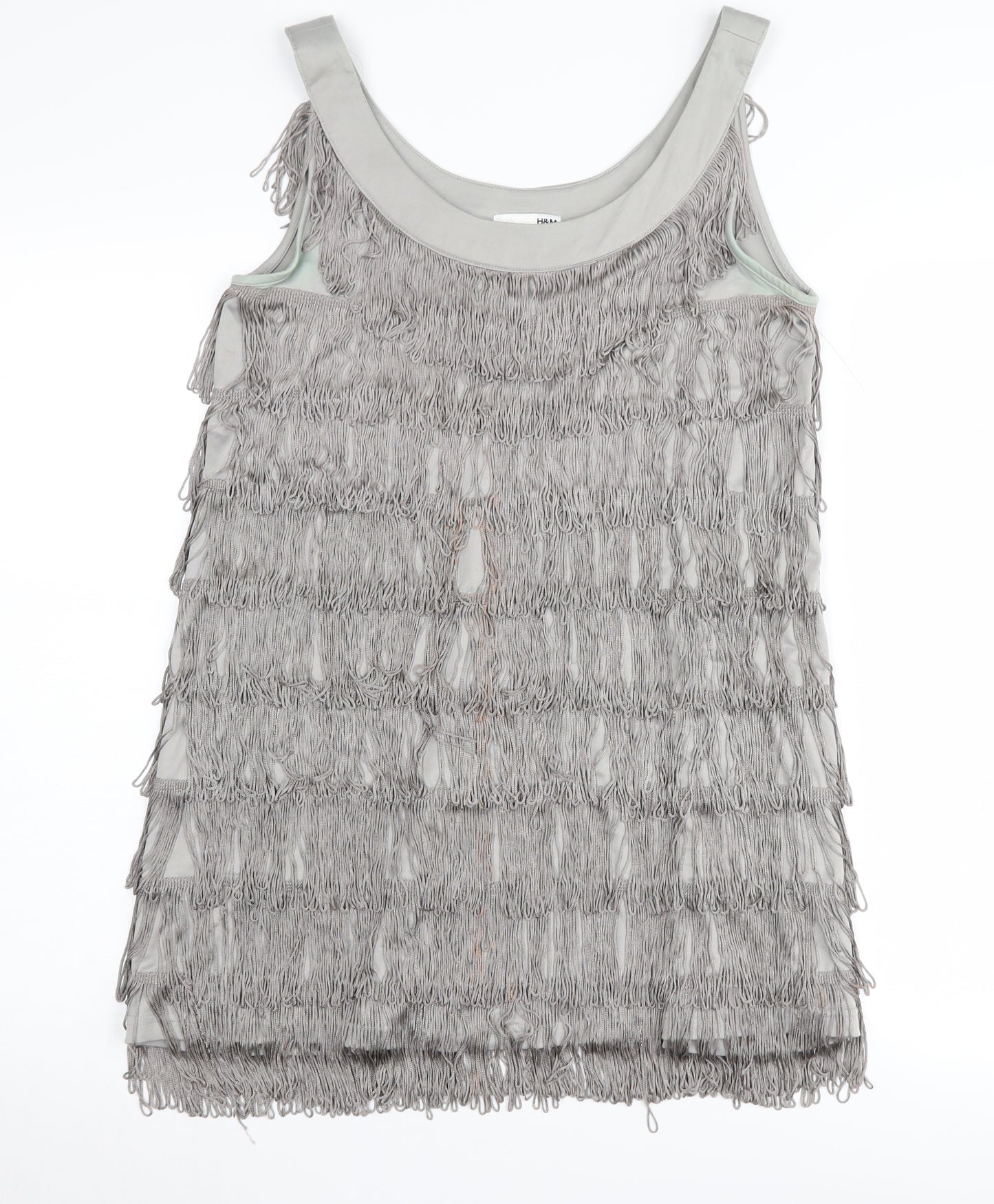 H&M Grey Fringe Sleeveless Top for Women - Size S