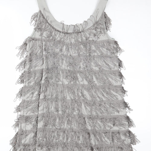 H&M Grey Fringe Sleeveless Top for Women - Size S