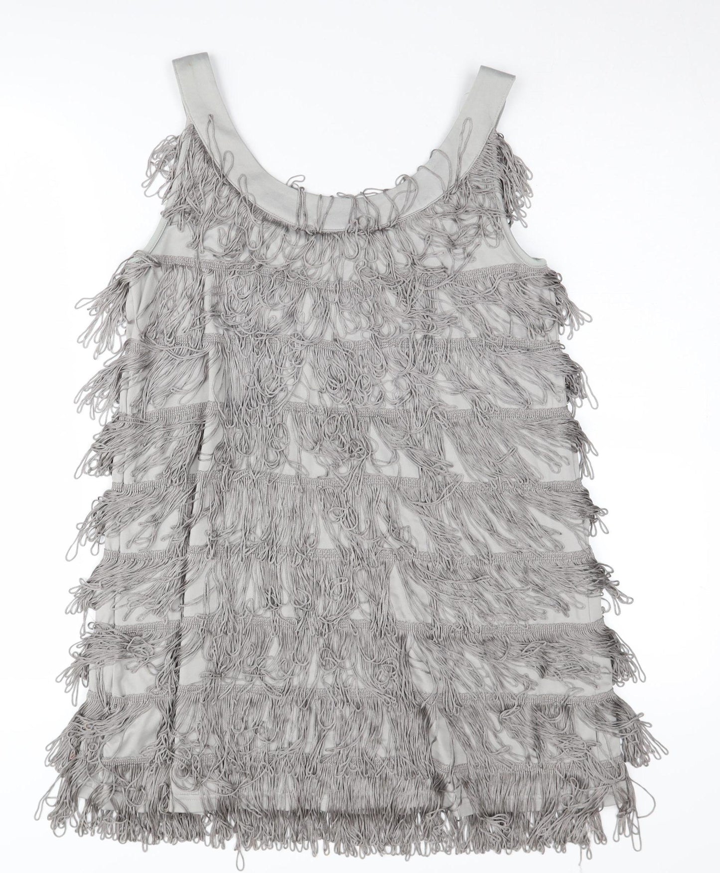 H&M Grey Fringe Sleeveless Top for Women - Size S