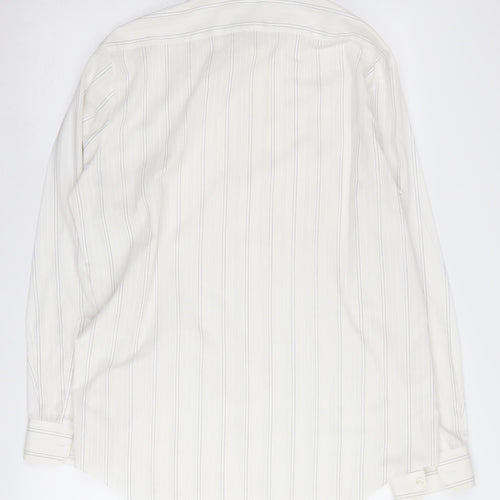 Marks and Spencer Men's White Striped Long Sleeve Shirt