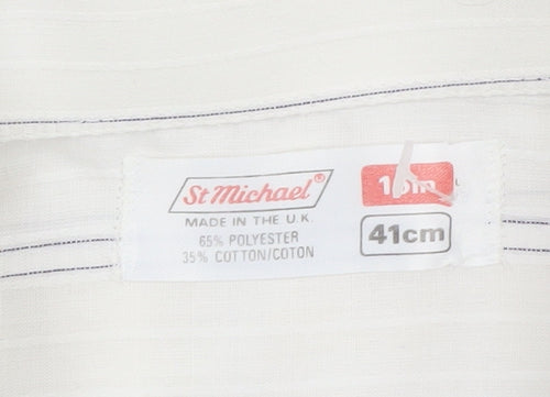Marks and Spencer Men's White Striped Long Sleeve Shirt