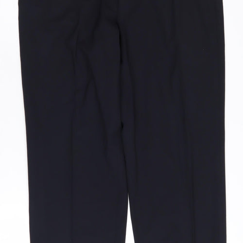 Marks and Spencer Men's Black Regular Fit Trousers, 34