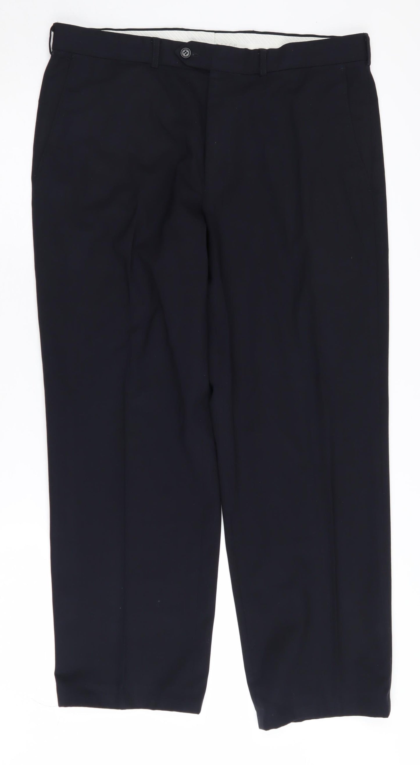 Marks and Spencer Men's Black Regular Fit Trousers, 34
