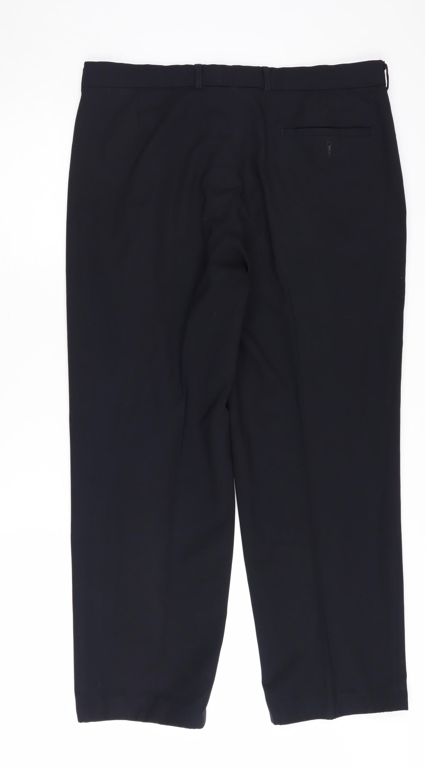 Marks and Spencer Men's Black Regular Fit Trousers, 34