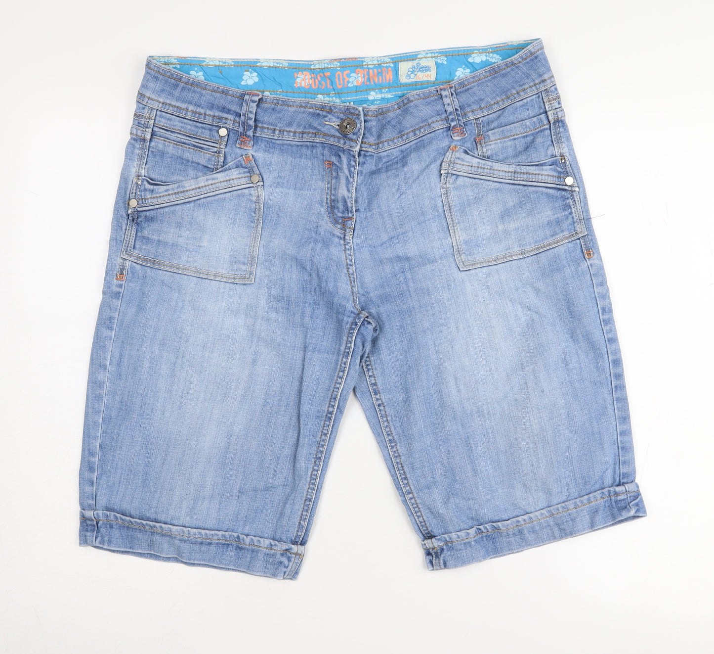 House of Denim Women's Blue Bermuda Shorts Size 16