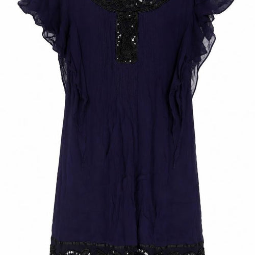 Derhy Women's Blue Party Dress, M, Beaded Accents