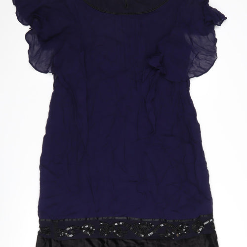 Derhy Women's Blue Party Dress, M, Beaded Accents