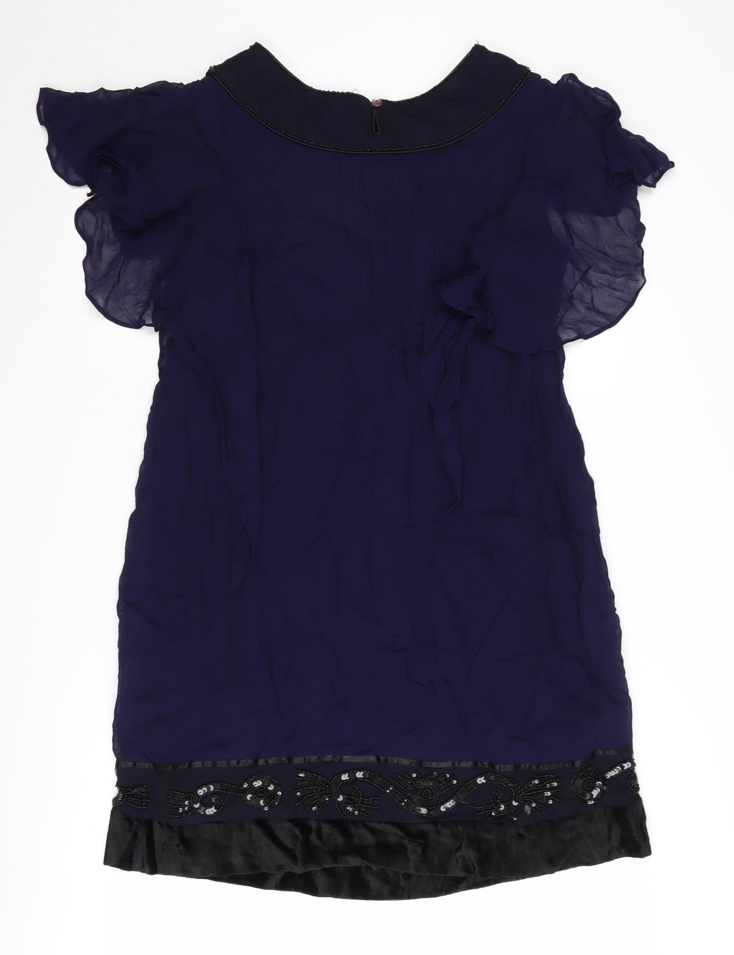 Derhy Women's Blue Party Dress, M, Beaded Accents