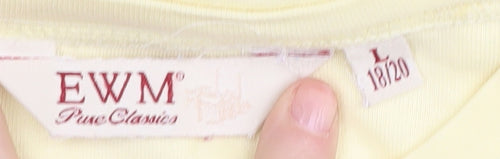 EWM Women's Yellow Cotton Crew Neck T-Shirt, Size L, Beaded Accent