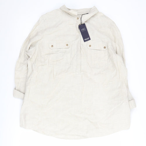Marks and Spencer Beige Linen Shirt for Women - Size 18