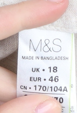 Marks and Spencer Beige Linen Shirt for Women - Size 18