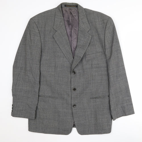 Marks and Spencer Men's Grey Check Blazer, Size 40S