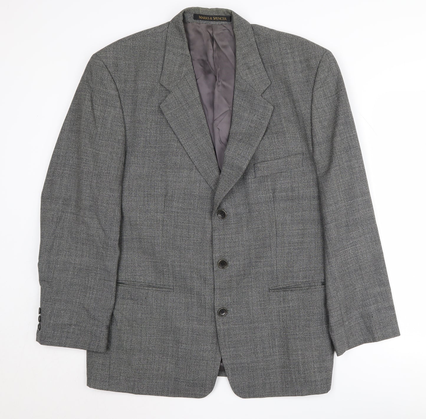 Marks and Spencer Men's Grey Check Blazer, Size 40S