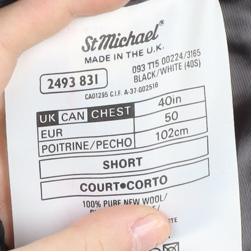 Marks and Spencer Men's Grey Check Blazer, Size 40S