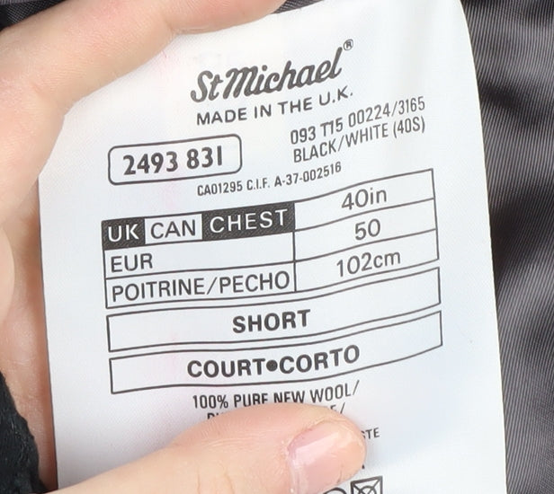 Marks and Spencer Men's Grey Check Blazer, Size 40S