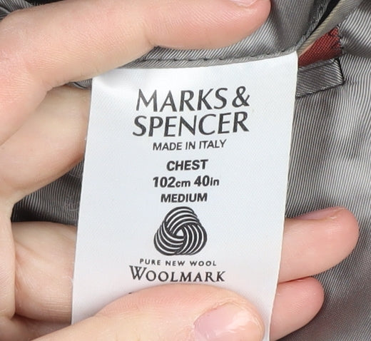 Marks and Spencer Men's Grey Medium Wool Suit Jacket 40R